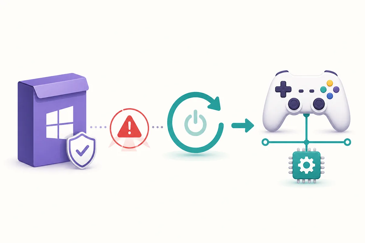 Editorial flow showing how to separate ViGEmBus installer, device and client troubleshooting
